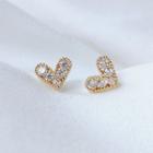 Sterling Silver Cz Heart Stud Earring 1 Pair - A-267 - Gold - One Size