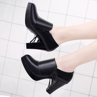 Genuine Leather Fleece-lined Pumps