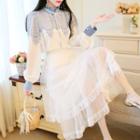 Patterned Blouse / Midi A-line Skirt / Set
