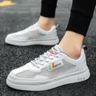 Faux-leather Mesh Panel Lace-up Sneakers