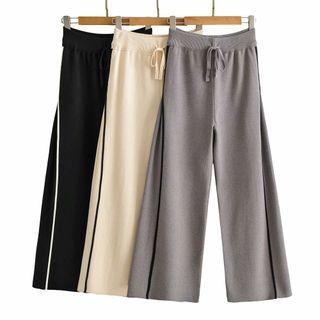 High-waist Drawstring Boot-cut Sweatpants