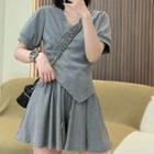 Set: Short-sleeve Asymmetrical T-shirt + Shorts