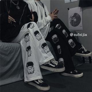 Cartoon Print Wide-leg Pants