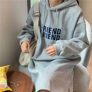 Oversized Lettering Hoodie Skirt