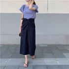 Short-sleeve Plain Top / Plain Midi Skirt