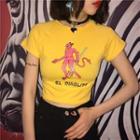 Evil Print Short-sleeve Cropped T-shirt