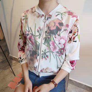 Floral Print Mesh Light Jacket