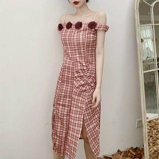 Cold Shoulder Midi Dress As Shown In Figure - One Size