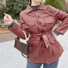 Faux Leather Safari Jacket
