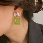 Bow Square Alloy Dangle Earring 1 Pair - Green - One Size