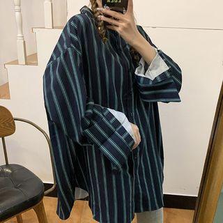 Striped Long Shirt Dark Blue - Xl