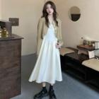 Button Jacket / Strappy Midi A-line Dress