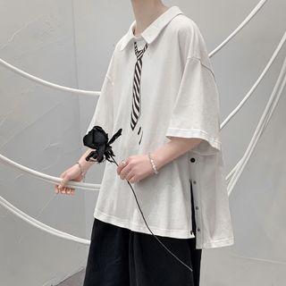 Short-sleeve Button-side Polo Shirt
