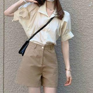 Short-sleeve Plain Shirt / Shorts / Set