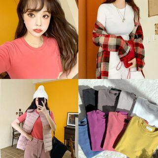 Colored Short-sleeve Napped T-shirt