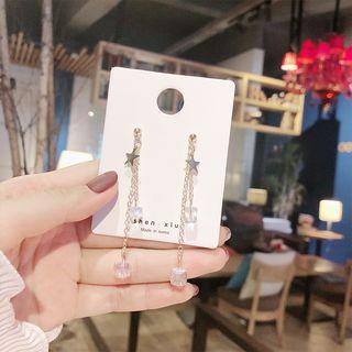 Alloy Star Faux Crystal Cube Fringed Earring