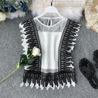 Color-block Lace Sleeveless Top