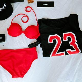 Set: Plain Bikini + Numbering Tank Top