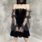 Off-shoulder Lace Up A-line Dress