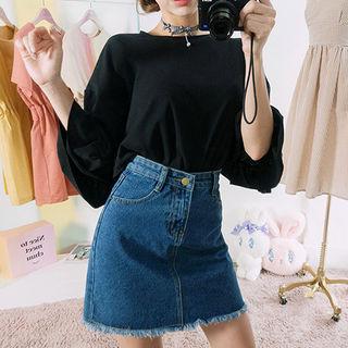 Frilled Bat-wing Sleeve Top