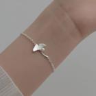 Leaf Faux Pearl Sterling Silver Bracelet 1 Pc - Silver - One Size
