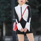 Two-tone Long-sleeve Jumpsuit