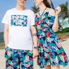 Couple Matching Print Sundress / Short-sleeve T-shirt / Shorts / Set