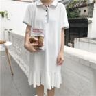 Color-block Lapel Loose-fit Short-sleeve Dress