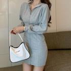 Long Sleeve Zip Hooded Sheath Dress