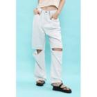 Hook-detail Slit-knee Wide-leg Jeans