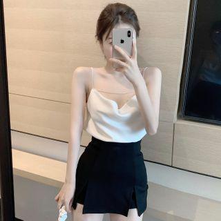Sleeveless Plain Camisole / High-waist Split Skort