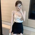 Sleeveless Plain Camisole / High-waist Split Skort