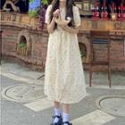 Floral Peter Pan Collar Puff-sleeve Dress As Shown In Figure - One Size