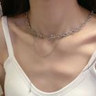 Safety Pin Layered Alloy Choker 3982 - 1 Pc - Silver - One Size