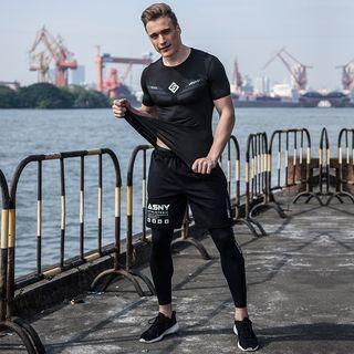 Set: Quick Dry Short-sleeve Top + Sports Shorts + Tights