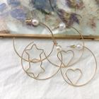 Faux Pearl Heart / Star Open Hoop Earring