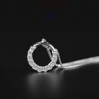 Rhinestone Hoop Pendant Without Chain - Silver - One Size
