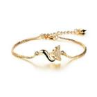 Fashion And Elegant Plated Gold Fox Bracelet With Cubic Zirconia Golden - One Size
