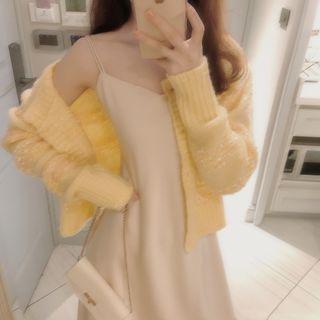 Spaghetti Strap Midi Shift Dress / Midi Straight-fit Skirt / Set