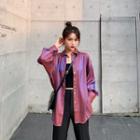 Satin Drop-shoulder Long-sleeve Shirt
