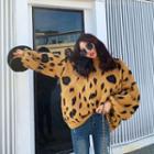 Leopard Loose-fit Sweater As Figure - One Size