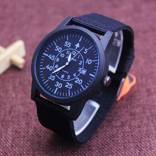 Canvas Strap Watch With Date Display