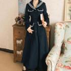 Long-sleeve Sailor-collar Maxi Dress