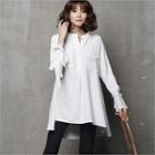 Draw-tie Frill-sleeve A-line Blouse