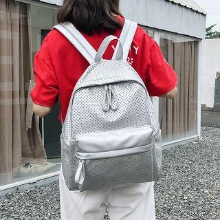 Perforated Faux Leather Backpack