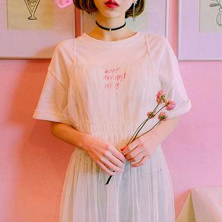 Spaghetti-strap Smock-waist Maxi Tulle Dress