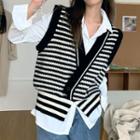 Shirt / Asymmetrical Striped Vest