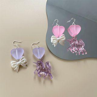Heart Unicorn Bow Stud Earring/clip-on Earring