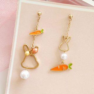 Rabbit And Carrot Non-matching Dangle Earring