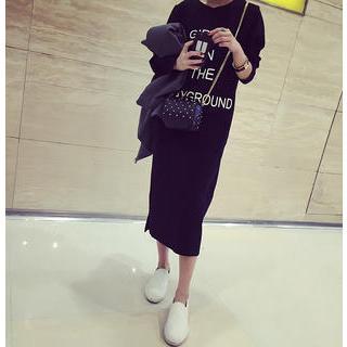 Lettering Long-sleeve T-shirt Dress